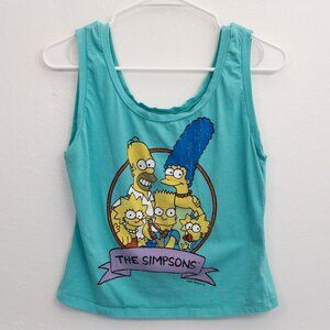 The Simpsons 2014 Graphic Tank Top XL Blue Made in USA Vintage Cartoon